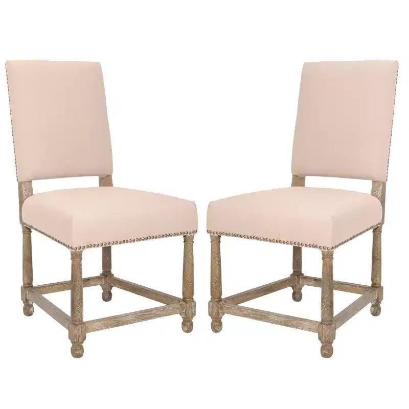 Faxon 20 H Side Chair With Nail Head Trim (Set of 2) - MCR4557 - Taupe - Safavieh Couture