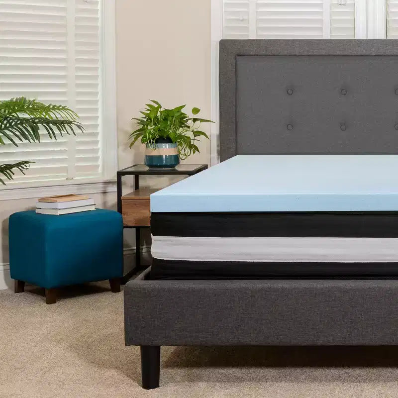 Ensemble Flash Furniture Capri Matelas à ressorts ensachés en mousse certifiée CertiPUR-US de 25 cm et surmatelas en mousse à mémoire de forme gel de 5 cm pour un sommeil confortable