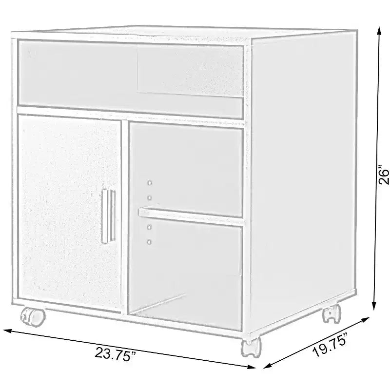 Meuble de rangement pour imprimante de bureau ou de cuisine Basicwise avec roulettes