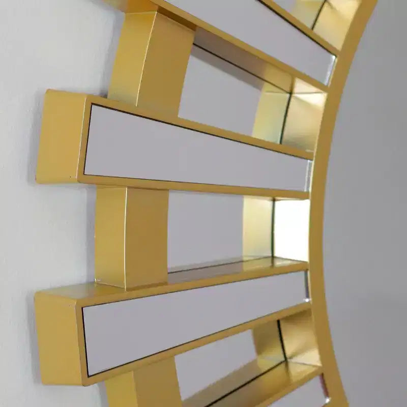 Décoration murale ronde miroir Northlight 25.5 en forme de soleil doré mat et transparent