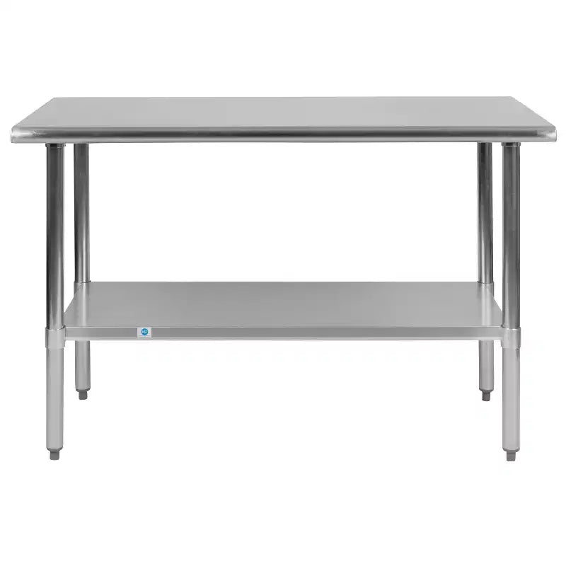 Table de préparation et de travail Emma and Oliver en acier inoxydable de calibre 18 avec étagère inférieure