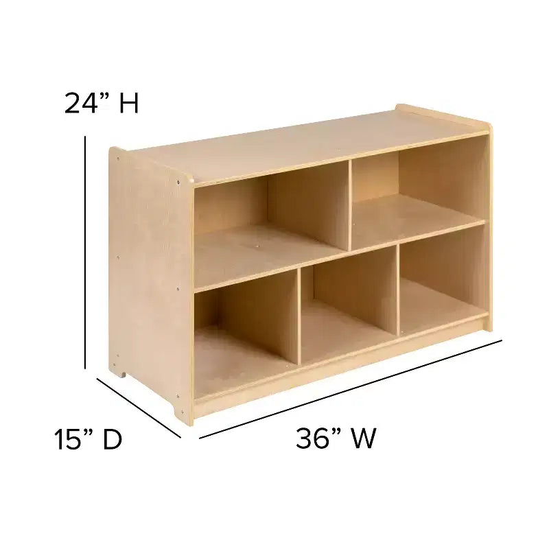 Meuble/Casier de Rangement Scolaire en Bois Flash Furniture pour Usage Commercial ou Domestique - Conception Sûre et Adaptée aux Enfants (Naturel)