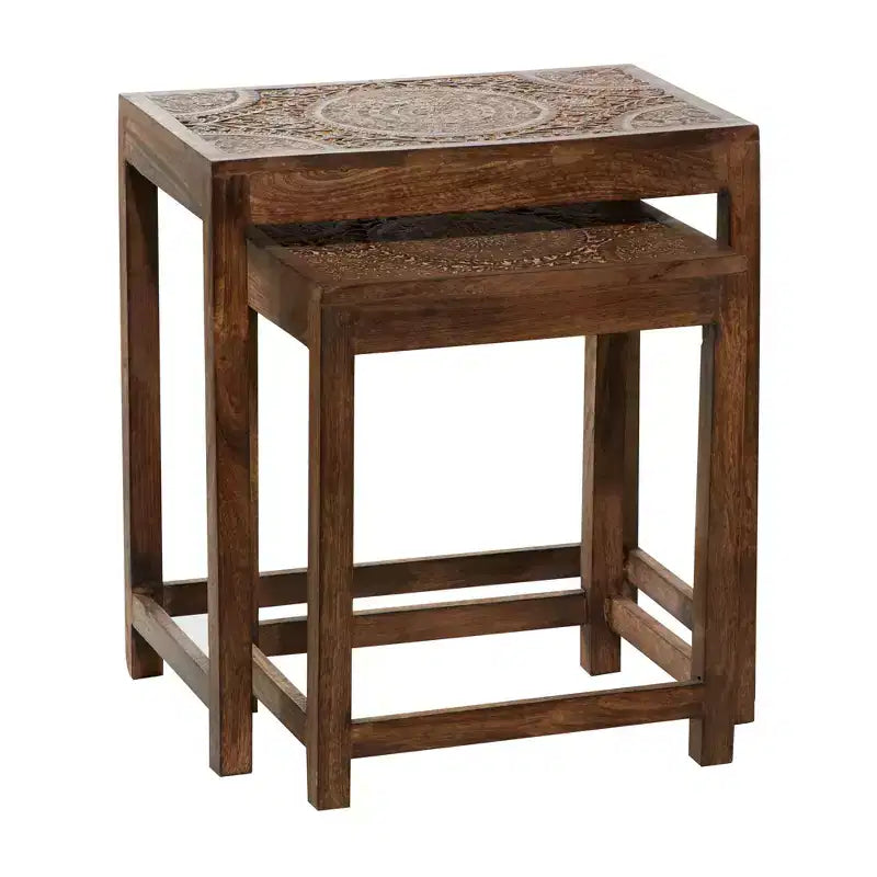 Lot de 2 tables d'appoint éclectiques en bois - Olivia & May