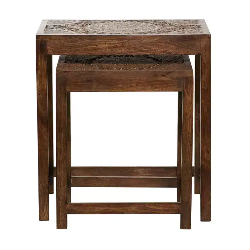 Lot de 2 tables d'appoint éclectiques en bois - Olivia & May