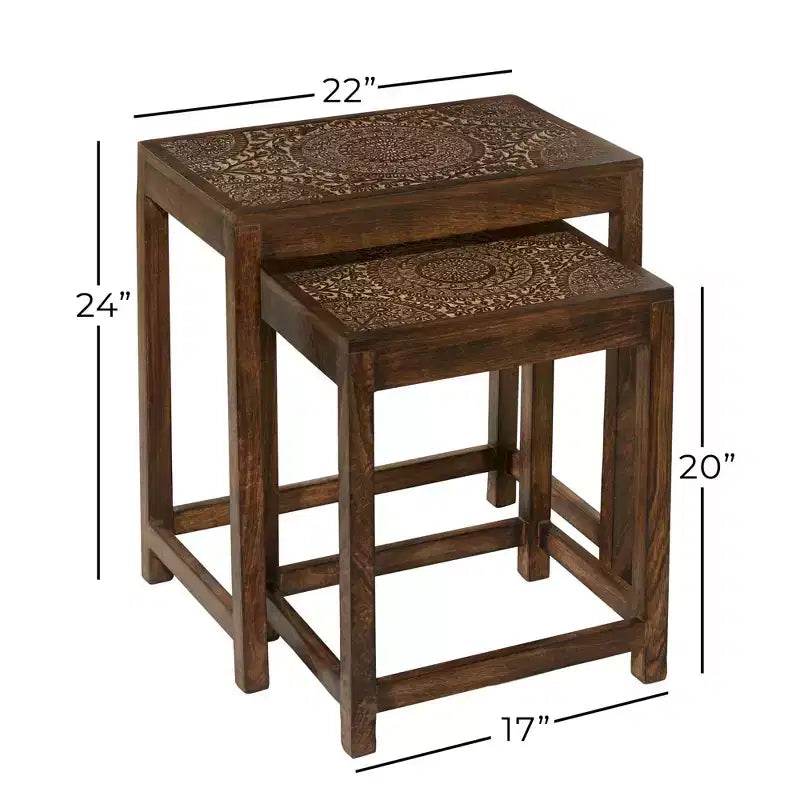 Lot de 2 tables d'appoint éclectiques en bois - Olivia & May