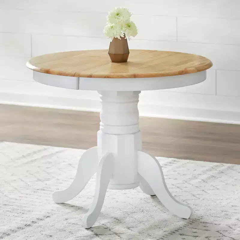 Table de salle à manger Buylateral Farmhouse à pied central extensible en bois massif