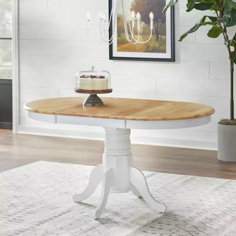 Table de salle à manger Buylateral Farmhouse à pied central extensible en bois massif