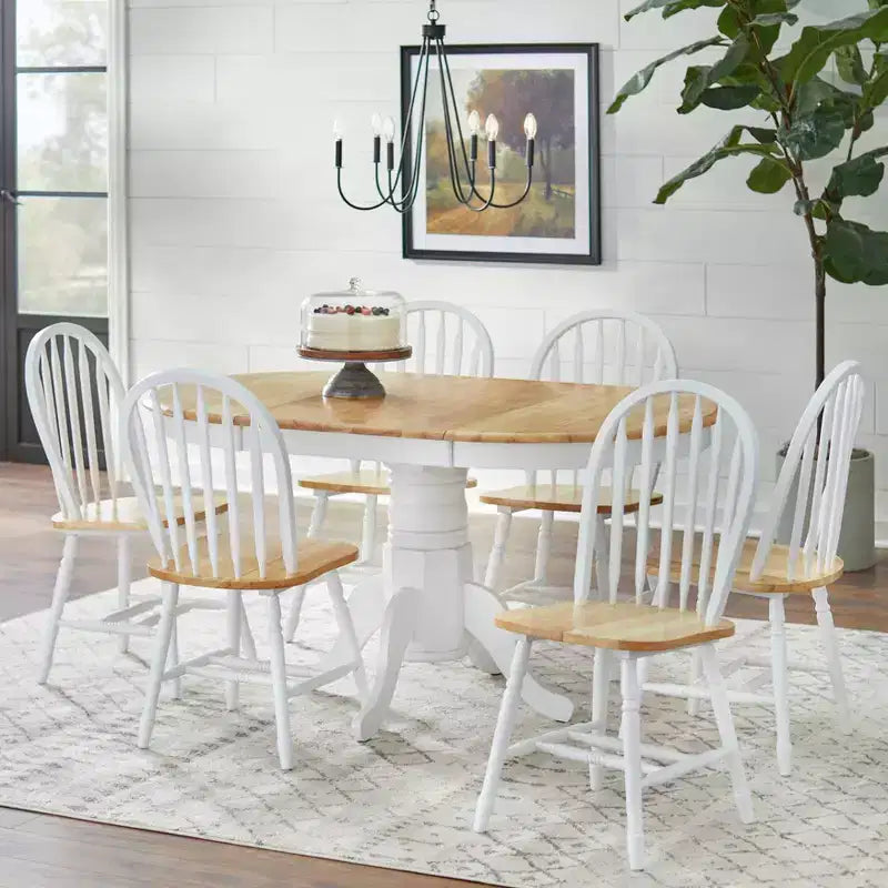 Table de salle à manger Buylateral Farmhouse à pied central extensible en bois massif
