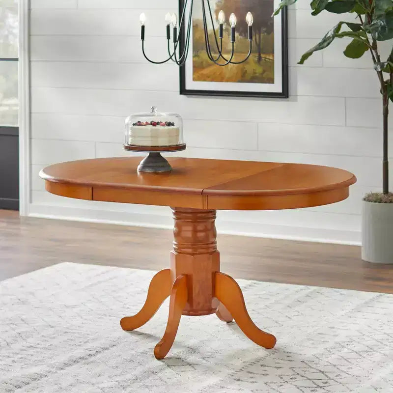 Table de salle à manger Buylateral Farmhouse à pied central extensible en bois massif