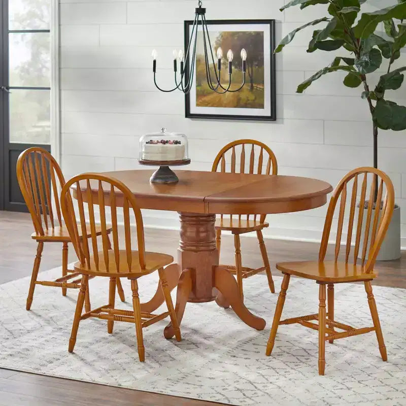 Table de salle à manger Buylateral Farmhouse à pied central extensible en bois massif