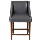Tabouret de comptoir en bois de 61 cm de la série Carmel de Flash Furniture, style transitoire, avec garniture cloutée décorative, lot de 2