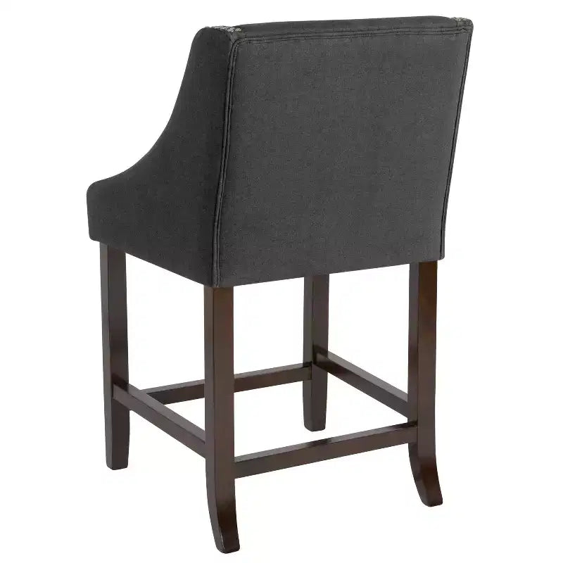 Tabouret de comptoir en bois de 61 cm de la série Carmel de Flash Furniture, style transitoire, avec garniture cloutée décorative, lot de 2