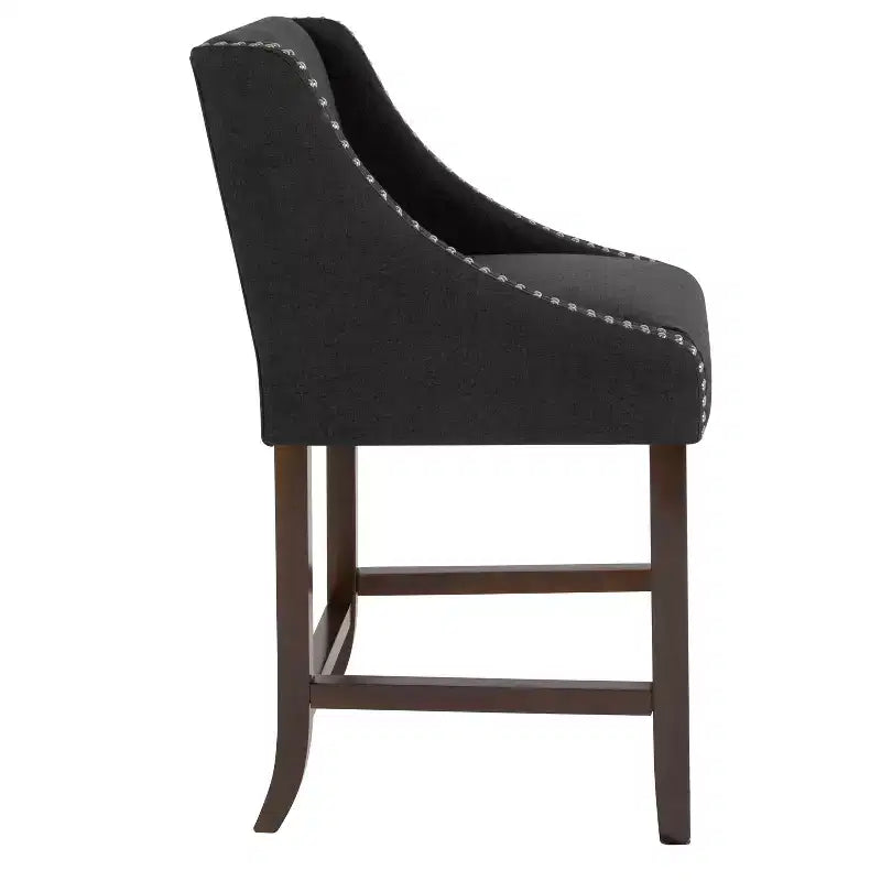 Tabouret de comptoir en bois de 61 cm de la série Carmel de Flash Furniture, style transitoire, avec garniture cloutée décorative, lot de 2