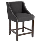 Tabouret de comptoir en bois de 61 cm de la série Carmel de Flash Furniture, style transitoire, avec garniture cloutée décorative, lot de 2