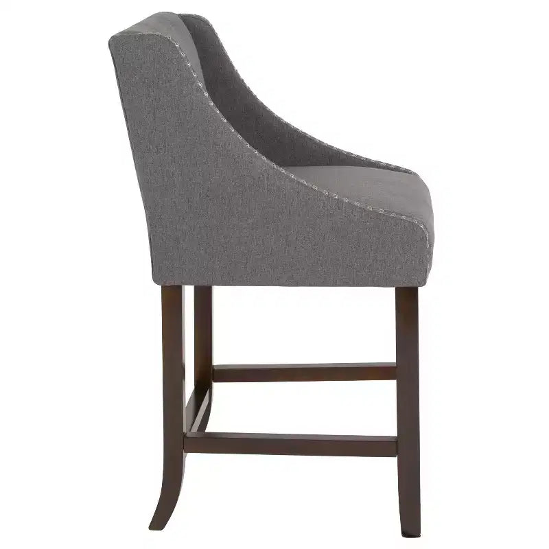 Tabouret de comptoir en bois de 61 cm de la série Carmel de Flash Furniture, style transitoire, avec garniture cloutée décorative, lot de 2