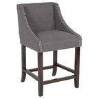 Tabouret de comptoir en bois de 61 cm de la série Carmel de Flash Furniture, style transitoire, avec garniture cloutée décorative, lot de 2