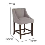Tabouret de comptoir en bois de 61 cm de la série Carmel de Flash Furniture, style transitoire, avec garniture cloutée décorative, lot de 2