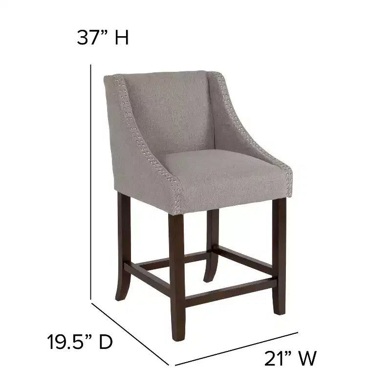 Tabouret de comptoir en bois de 61 cm de la série Carmel de Flash Furniture, style transitoire, avec garniture cloutée décorative, lot de 2