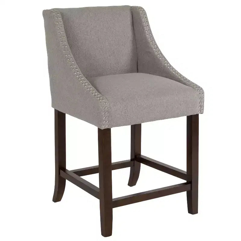 Tabouret de comptoir en bois de 61 cm de la série Carmel de Flash Furniture, style transitoire, avec garniture cloutée décorative, lot de 2