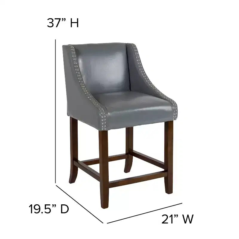 Tabouret de comptoir en bois de 61 cm de la série Carmel de Flash Furniture, style transitoire, avec garniture cloutée décorative, lot de 2