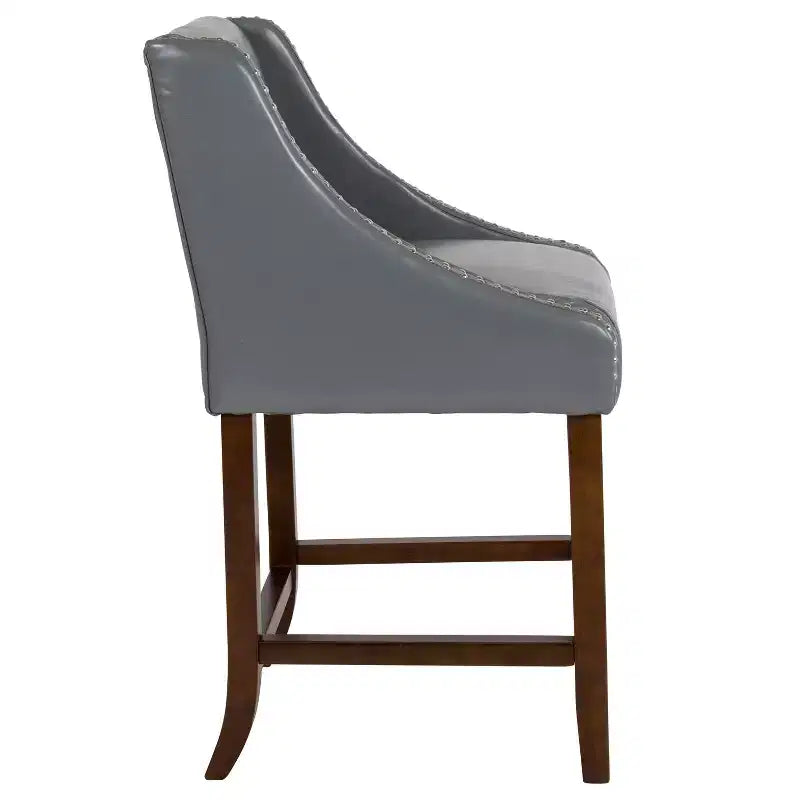 Tabouret de comptoir en bois de 61 cm de la série Carmel de Flash Furniture, style transitoire, avec garniture cloutée décorative, lot de 2
