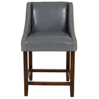 Tabouret de comptoir en bois de 61 cm de la série Carmel de Flash Furniture, style transitoire, avec garniture cloutée décorative, lot de 2
