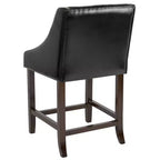 Tabouret de comptoir en bois de 61 cm de la série Carmel de Flash Furniture, style transitoire, avec garniture cloutée décorative, lot de 2