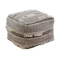 Saro Lifestyle Textured Handwoven Pouf, 20x20x14 Square, Grey