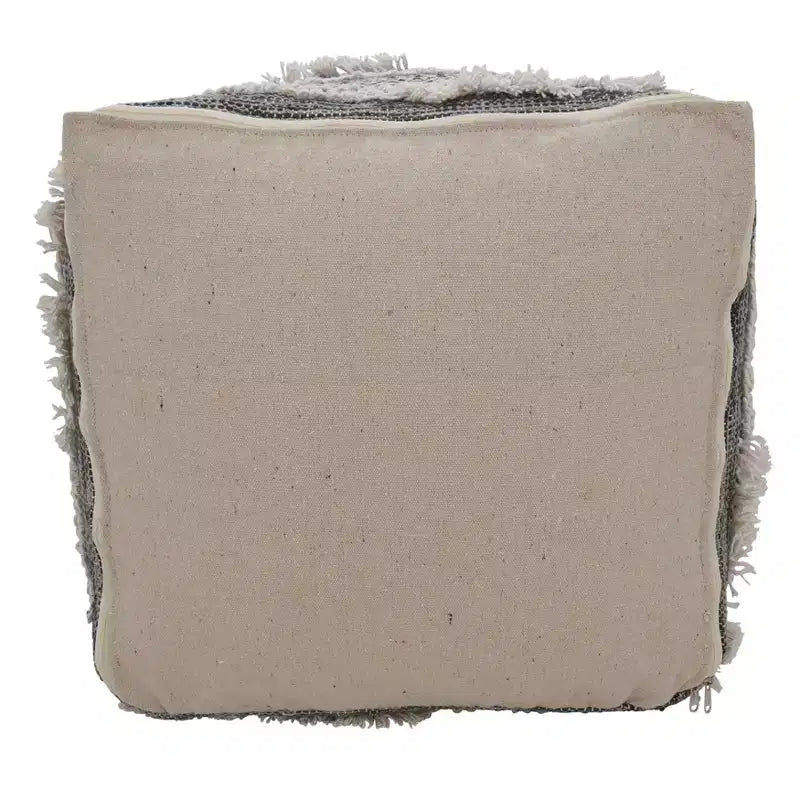 Saro Lifestyle Pouf Texturé Tissé à la Main, Carré 20x20x14, Gris