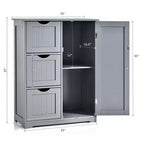 Meuble de salle de bain Costway, meuble de rangement latéral avec 3 tiroirs et 1 placard, gris/noir