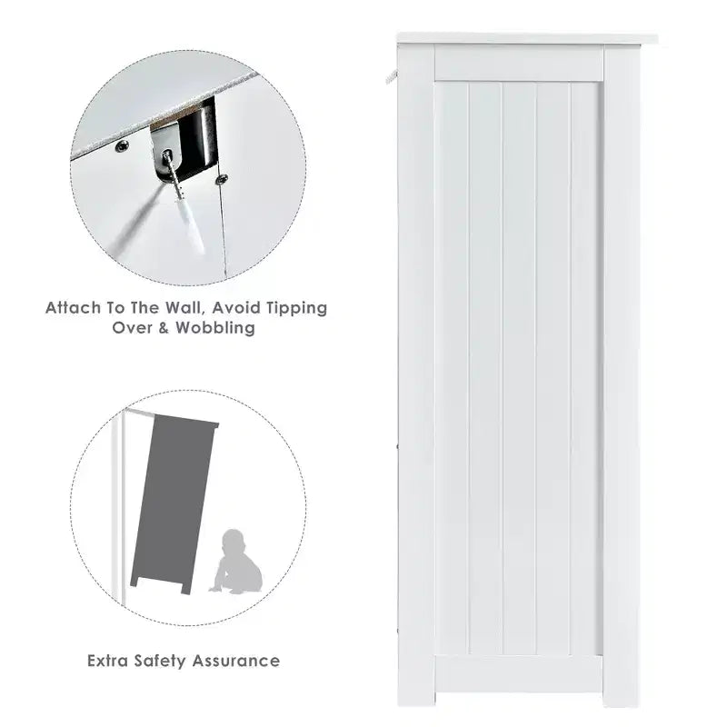 Meuble de salle de bain Costway, meuble de rangement latéral avec 3 tiroirs et 1 placard, gris/noir