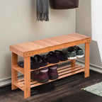 Banc à Chaussures Costway 3 Niveaux en Bambou Étagère de Rangement Organisateur d'Entrée Meuble de Maison
