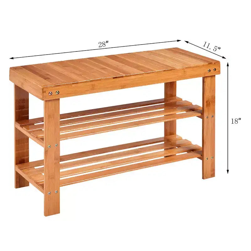 Banc à Chaussures Costway 3 Niveaux en Bambou Étagère de Rangement Organisateur d'Entrée Meuble de Maison
