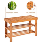 Banc à Chaussures Costway 3 Niveaux en Bambou Étagère de Rangement Organisateur d'Entrée Meuble de Maison