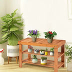 Banc à Chaussures Costway 3 Niveaux en Bambou Étagère de Rangement Organisateur d'Entrée Meuble de Maison