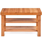 Banc à Chaussures Costway 3 Niveaux en Bambou Étagère de Rangement Organisateur d'Entrée Meuble de Maison