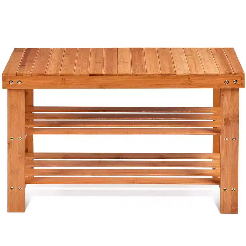 Banc à Chaussures Costway 3 Niveaux en Bambou Étagère de Rangement Organisateur d'Entrée Meuble de Maison