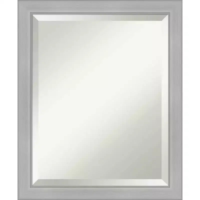 Vista Brushed Framed Bathroom Vanity Wall Mirror Nickel - Amanti Art