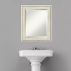 Miroir mural de salle de bain encadré Regal Bouleau Crème - Amanti Art