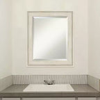 Miroir mural de salle de bain encadré Regal Bouleau Crème - Amanti Art