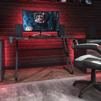 Bureau gaming ergonomique Flash Furniture avec porte-gobelet et crochet pour casque