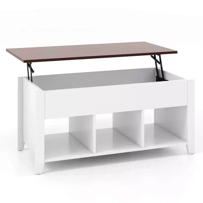Table basse relevable Costway avec compartiment caché et étagères de rangement Meuble moderne
