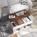 Table basse relevable Costway avec compartiment caché et étagères de rangement Meuble moderne