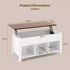Table basse relevable Costway avec compartiment caché et étagères de rangement Meuble moderne