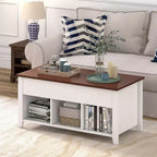 Table basse relevable Costway avec compartiment caché et étagères de rangement Meuble moderne
