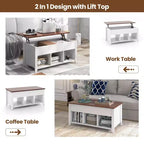 Table basse relevable Costway avec compartiment caché et étagères de rangement Meuble moderne