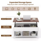Table basse relevable Costway avec compartiment caché et étagères de rangement Meuble moderne