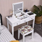 Coiffeuse Costway avec miroir relevable et 7 compartiments
