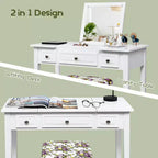 Coiffeuse Costway avec miroir relevable et 7 compartiments