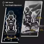 Chaise de bureau de massage gamer inclinable et pivotante Costway Racing avec repose-pieds